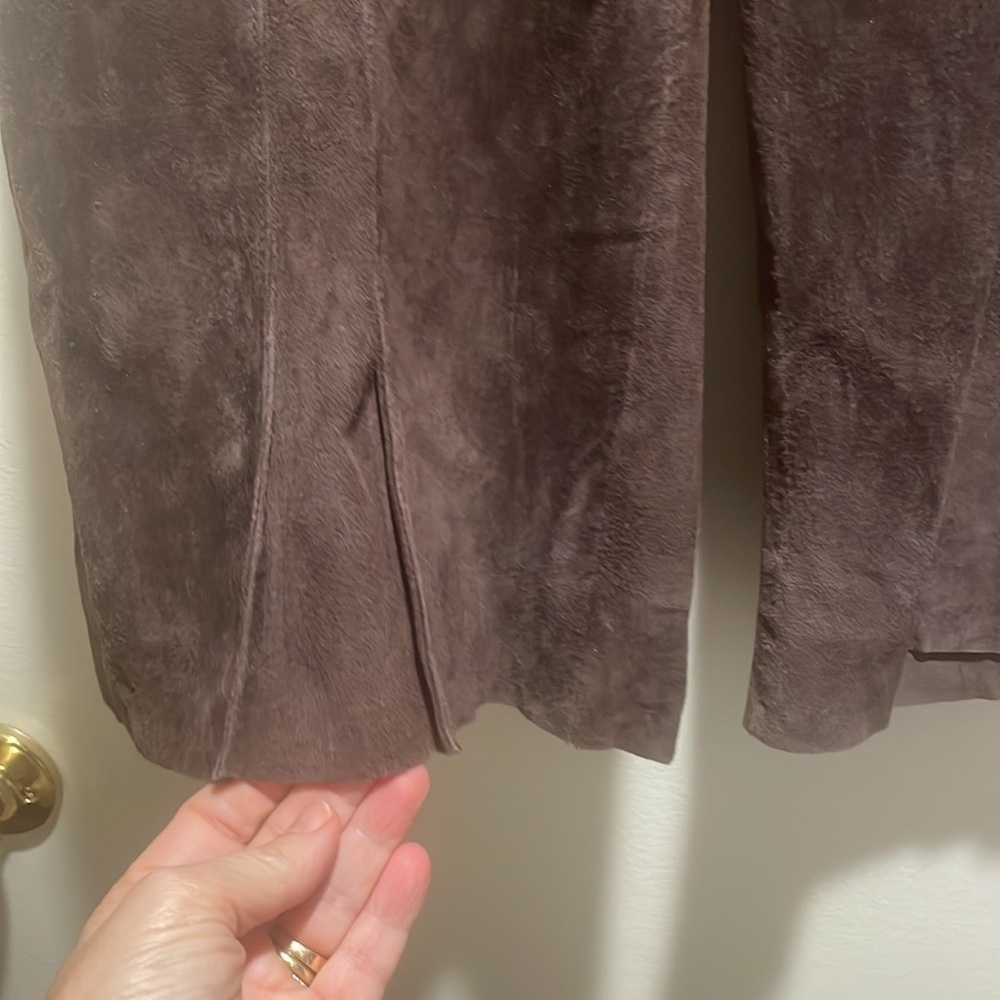 Yvonne & Marie Soft Chocolate Suede Gaucho Split Seamed Pleat Front So Cool - Picture 3 of 9